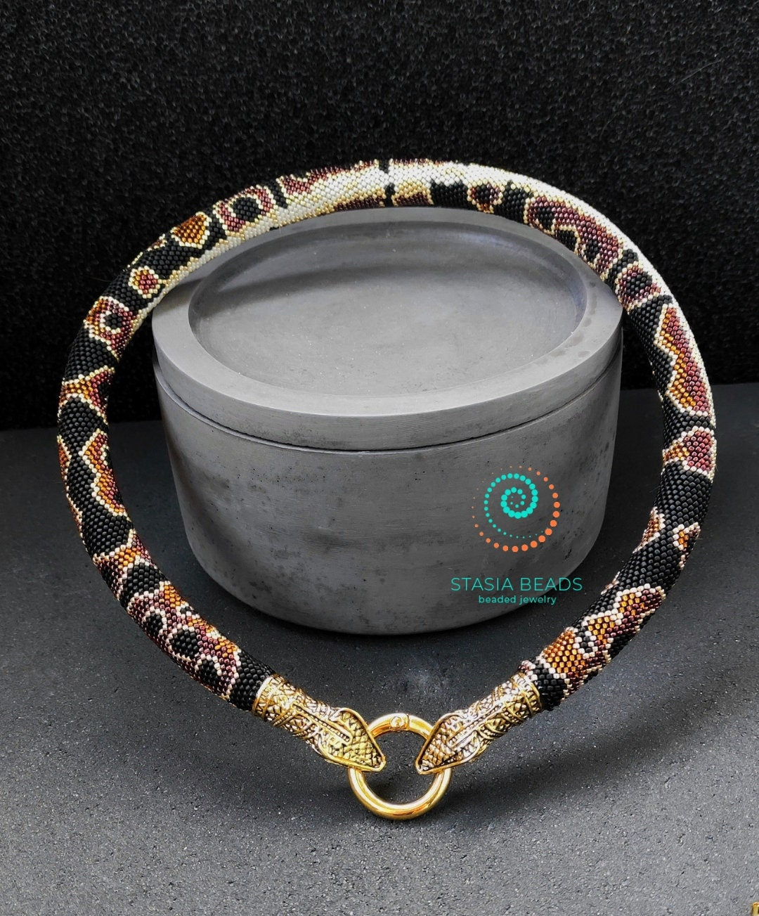 Ball Python Necklace, Snake lower gift, Beaded Snake Choker