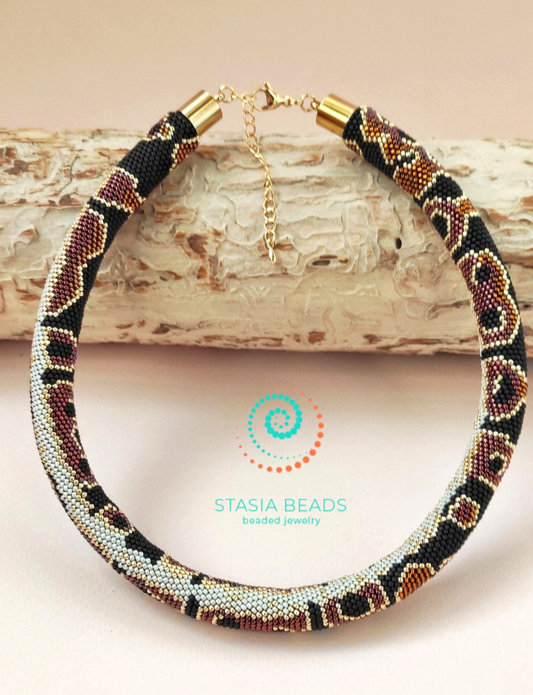 Ball Python Necklace, Snake lower gift, Beaded Snake Choker