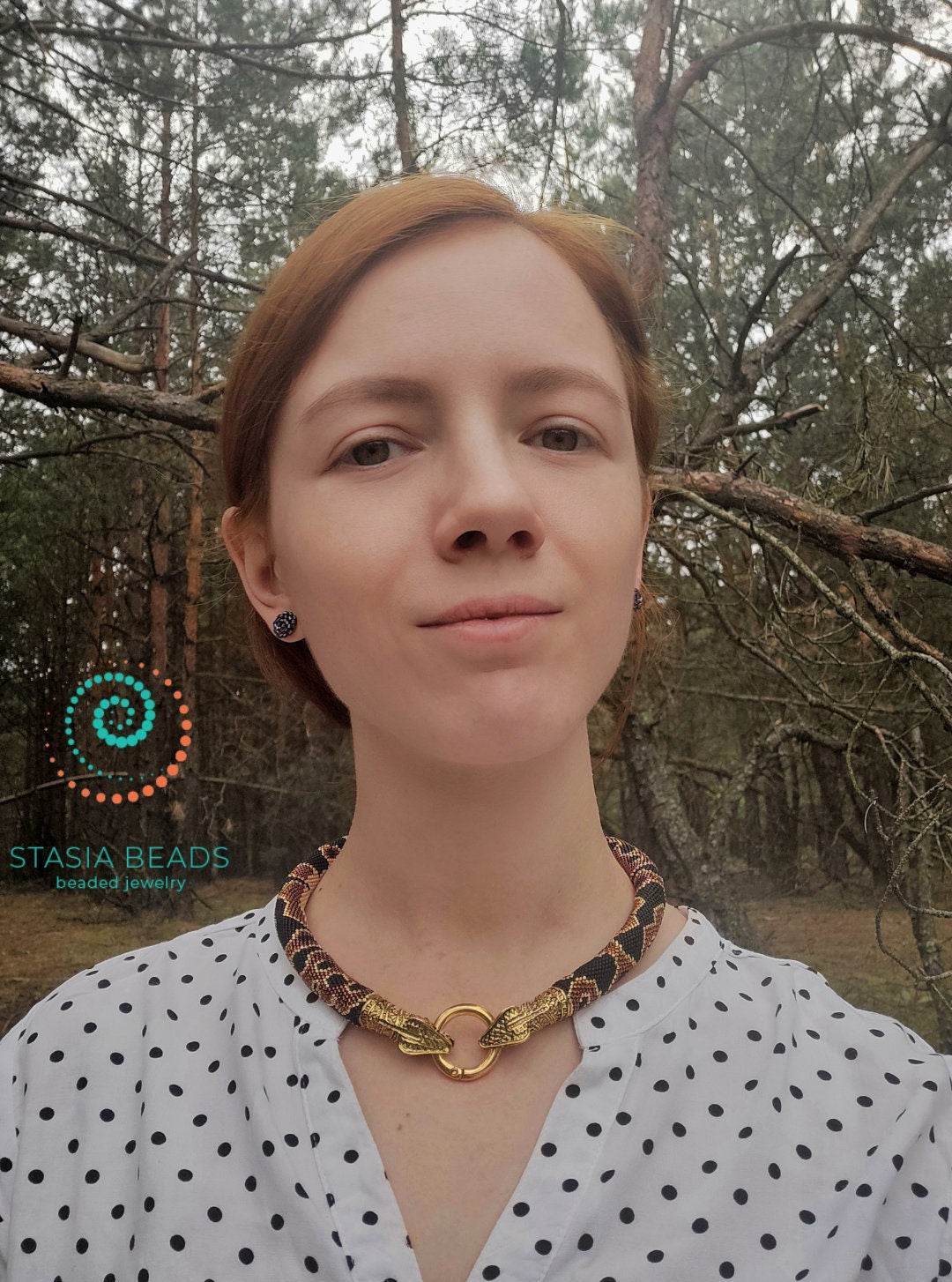 Ball Python Necklace, Snake lower gift, Beaded Snake Choker