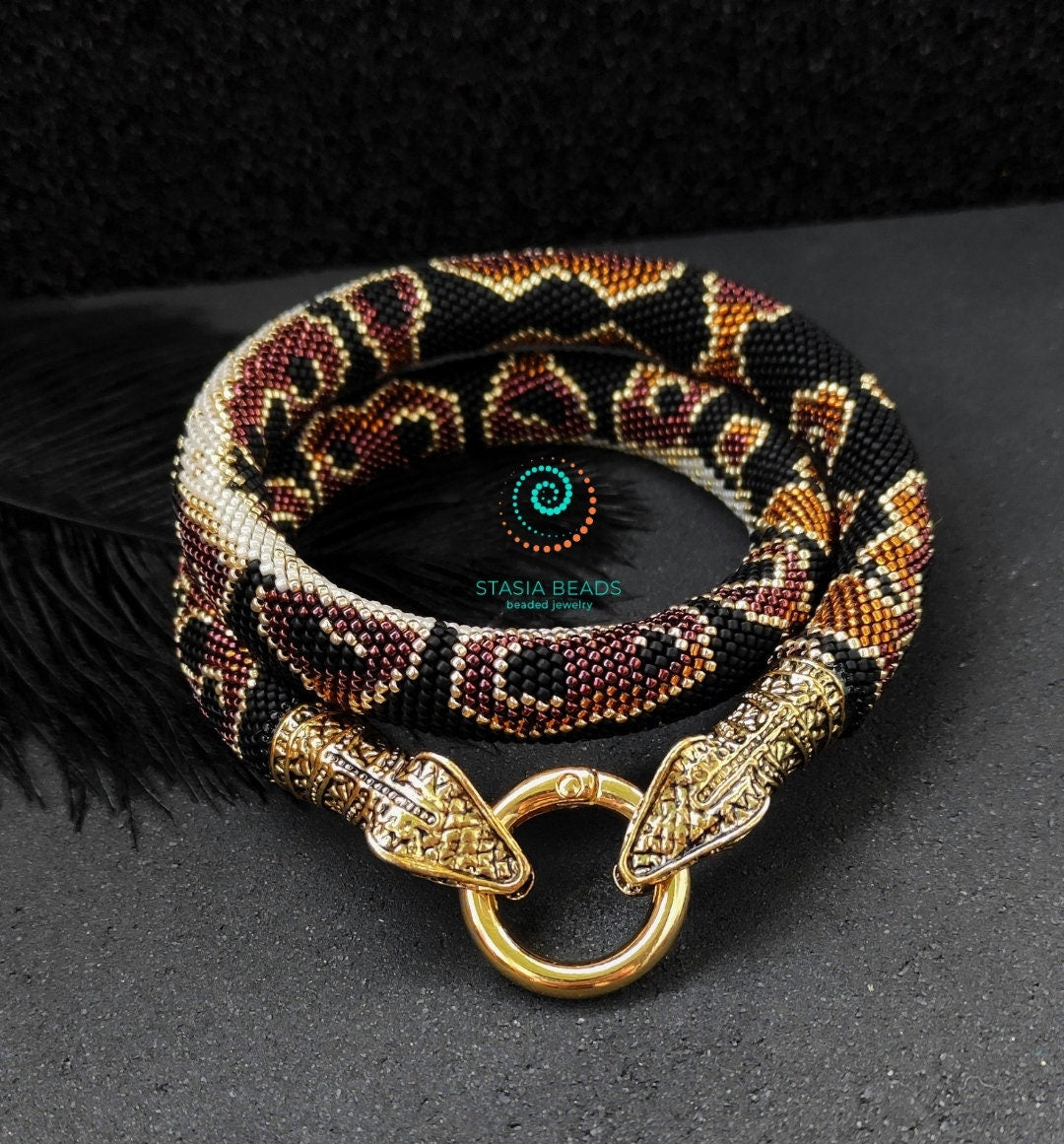 Ball Python Necklace, Snake lower gift, Beaded Snake Choker