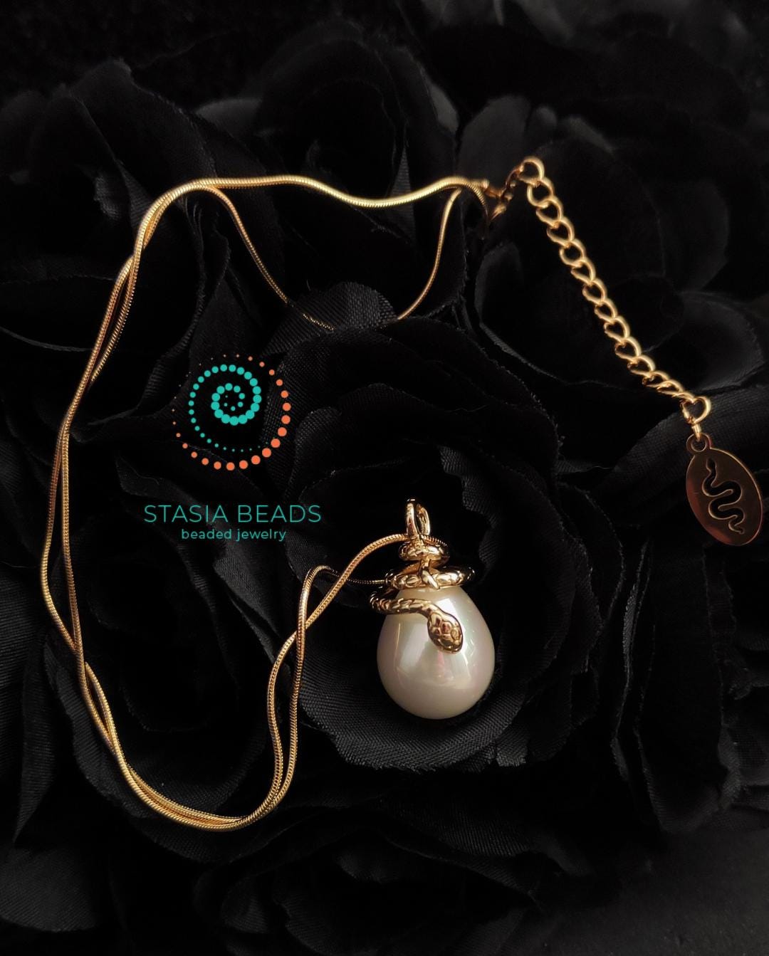 18K Gold Plated Snake Chain Necklace with Snake Pendant - Elegant Serpent Jewelry from StasiaBeads