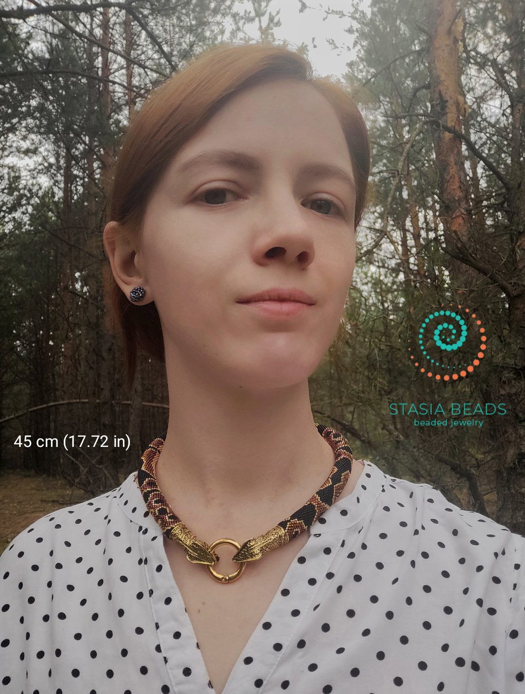 Ball Python Necklace, Snake lower gift, Beaded Snake Choker