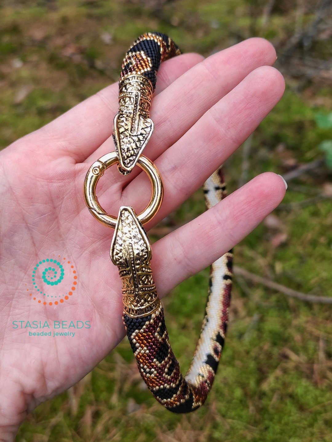 Ball Python Necklace, Snake lower gift, Beaded Snake Choker