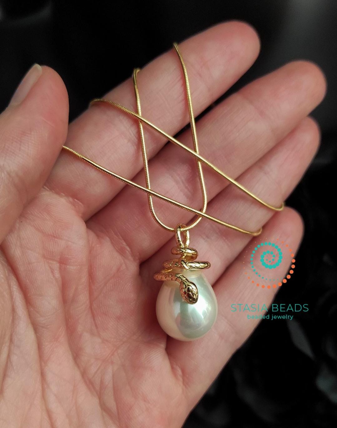 18K Gold Plated Snake Chain Necklace with Snake Pendant - Elegant Serpent Jewelry from StasiaBeads