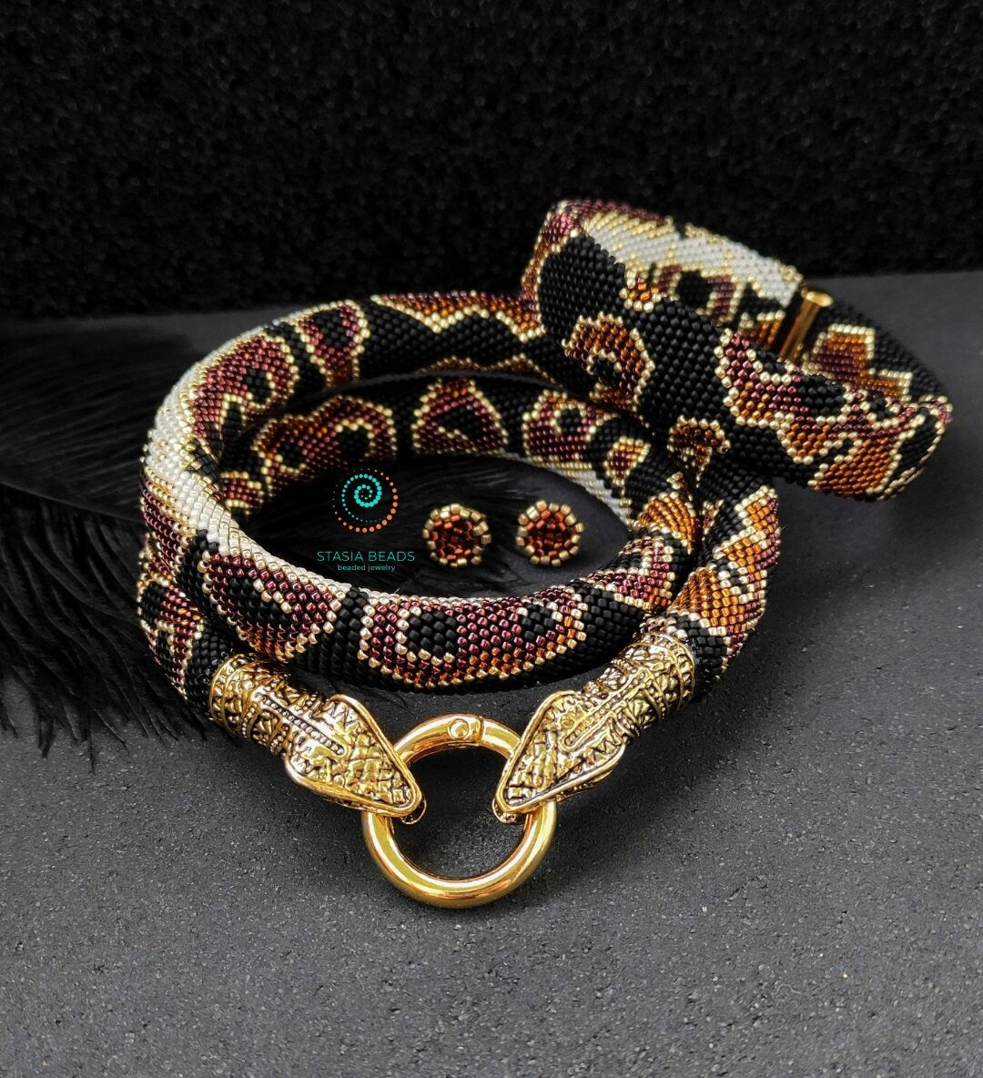 Ball Python Necklace, Snake lower gift, Beaded Snake Choker